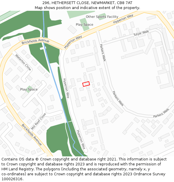 296, HETHERSETT CLOSE, NEWMARKET, CB8 7AT: Location map and indicative extent of plot