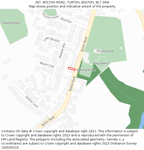 297, BOLTON ROAD, TURTON, BOLTON, BL7 0AW: Location map and indicative extent of plot