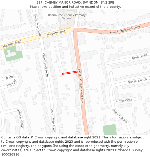 297, CHENEY MANOR ROAD, SWINDON, SN2 2PE: Location map and indicative extent of plot