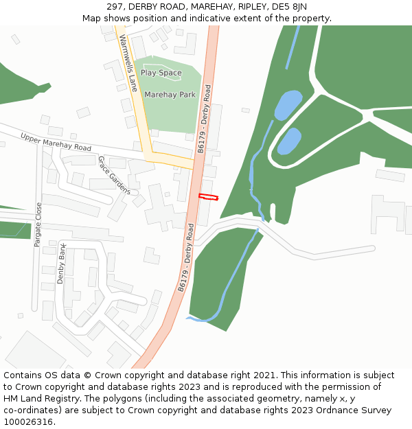 297, DERBY ROAD, MAREHAY, RIPLEY, DE5 8JN: Location map and indicative extent of plot