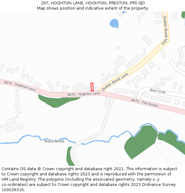 297, HOGHTON LANE, HOGHTON, PRESTON, PR5 0JD: Location map and indicative extent of plot