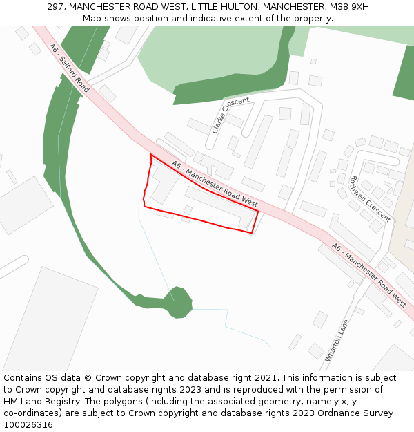 297, MANCHESTER ROAD WEST, LITTLE HULTON, MANCHESTER, M38 9XH: Location map and indicative extent of plot