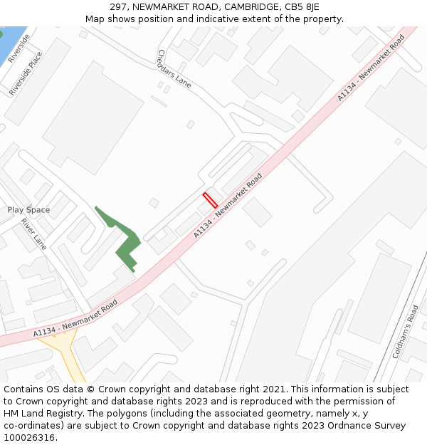 297, NEWMARKET ROAD, CAMBRIDGE, CB5 8JE: Location map and indicative extent of plot