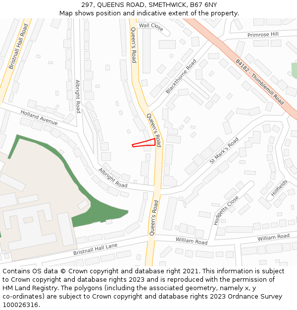 297, QUEENS ROAD, SMETHWICK, B67 6NY: Location map and indicative extent of plot