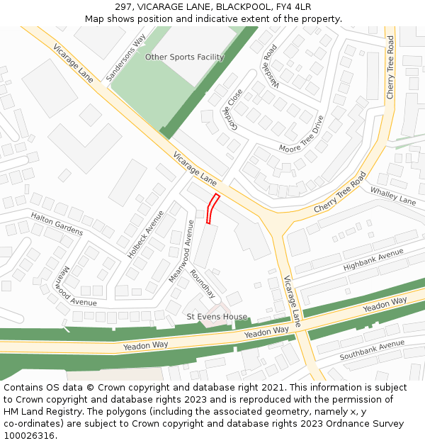 297, VICARAGE LANE, BLACKPOOL, FY4 4LR: Location map and indicative extent of plot