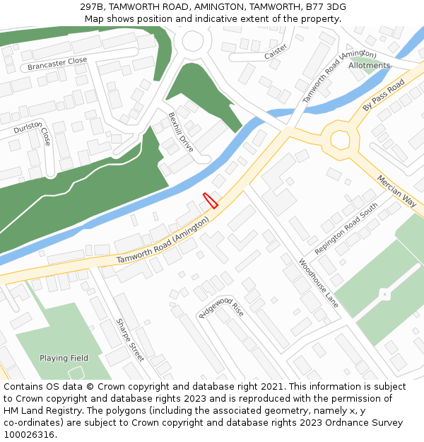 297B, TAMWORTH ROAD, AMINGTON, TAMWORTH, B77 3DG: Location map and indicative extent of plot