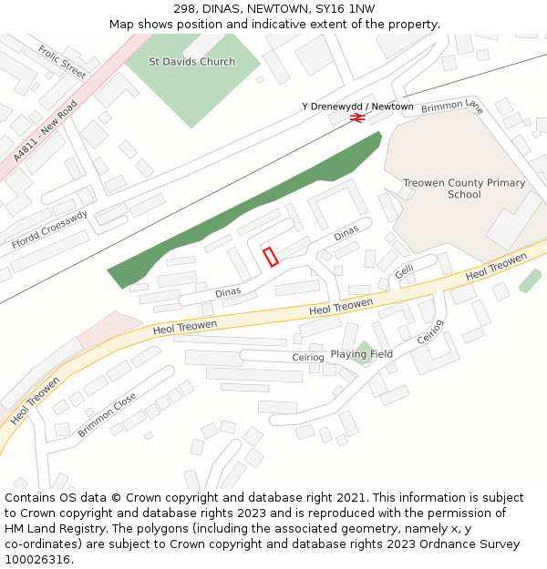 298, DINAS, NEWTOWN, SY16 1NW: Location map and indicative extent of plot
