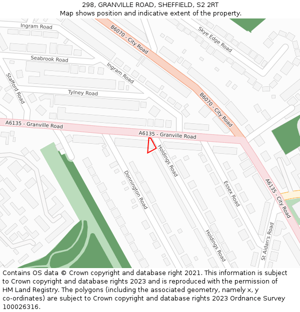 298, GRANVILLE ROAD, SHEFFIELD, S2 2RT: Location map and indicative extent of plot