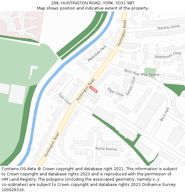 298, HUNTINGTON ROAD, YORK, YO31 9BT: Location map and indicative extent of plot