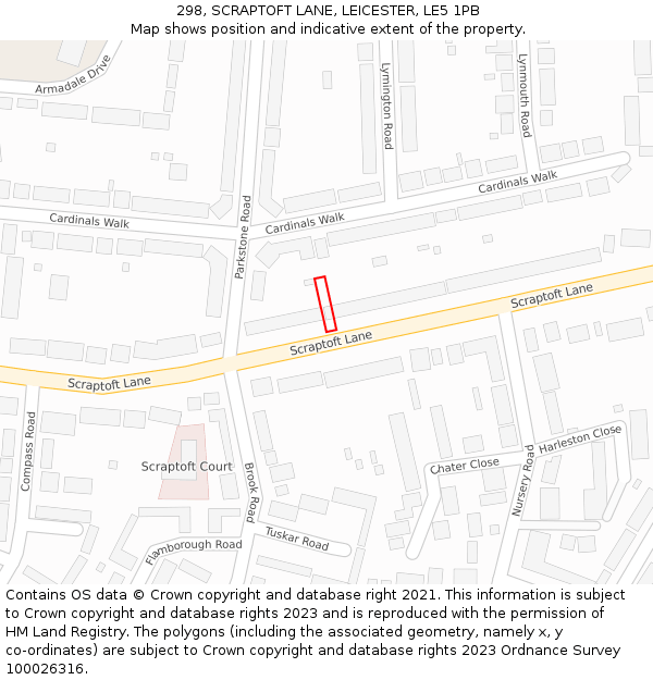 298, SCRAPTOFT LANE, LEICESTER, LE5 1PB: Location map and indicative extent of plot