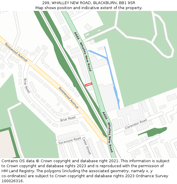 299, WHALLEY NEW ROAD, BLACKBURN, BB1 9SR: Location map and indicative extent of plot