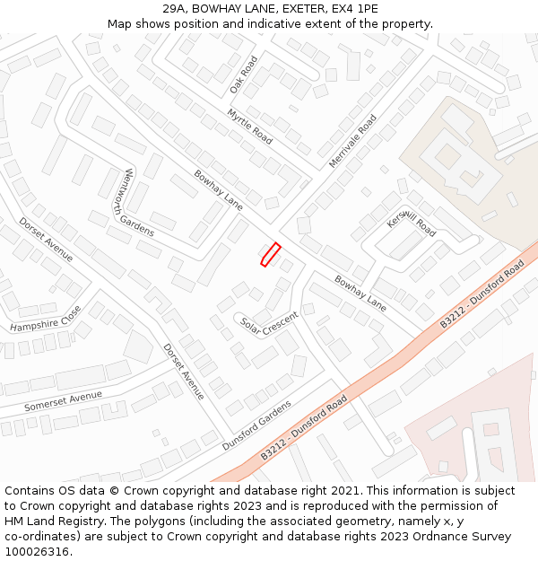 29A, BOWHAY LANE, EXETER, EX4 1PE: Location map and indicative extent of plot