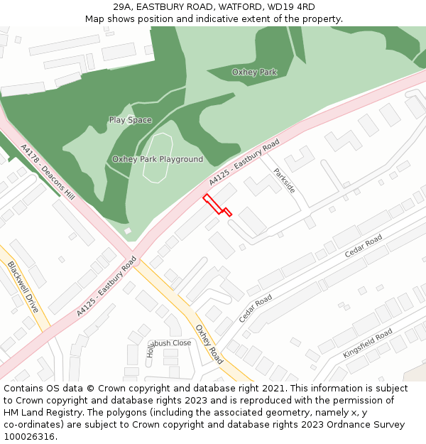 29A, EASTBURY ROAD, WATFORD, WD19 4RD: Location map and indicative extent of plot