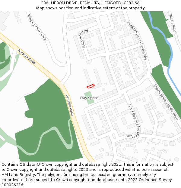 29A, HERON DRIVE, PENALLTA, HENGOED, CF82 6AJ: Location map and indicative extent of plot
