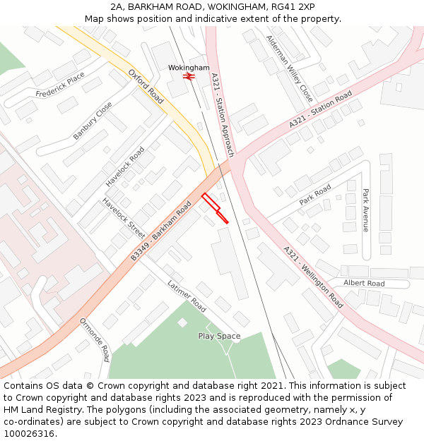 2A, BARKHAM ROAD, WOKINGHAM, RG41 2XP: Location map and indicative extent of plot