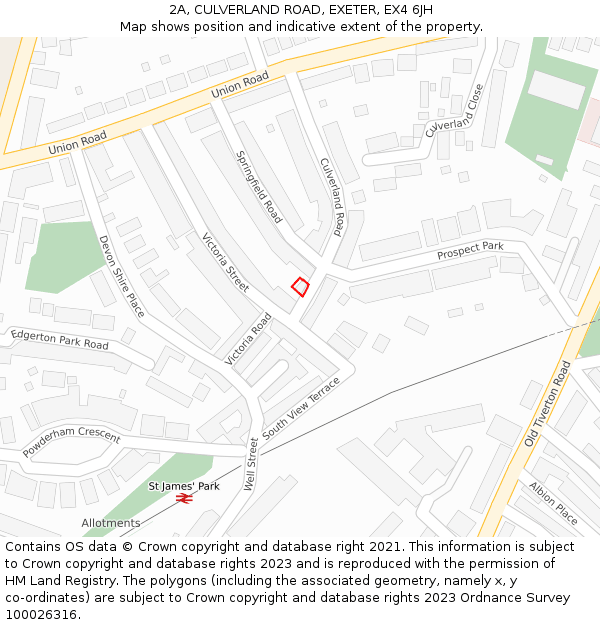 2A, CULVERLAND ROAD, EXETER, EX4 6JH: Location map and indicative extent of plot
