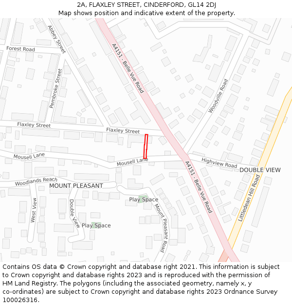 2A, FLAXLEY STREET, CINDERFORD, GL14 2DJ: Location map and indicative extent of plot