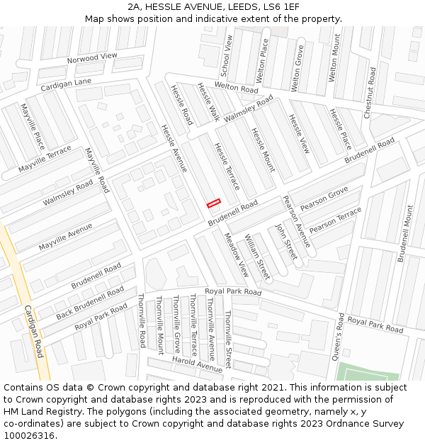 2A, HESSLE AVENUE, LEEDS, LS6 1EF: Location map and indicative extent of plot