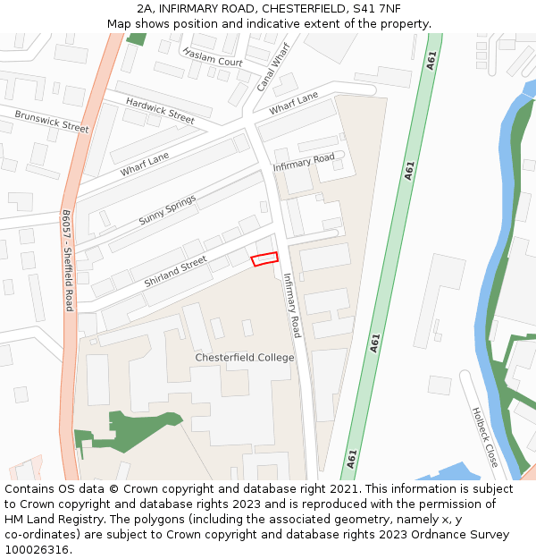 2A, INFIRMARY ROAD, CHESTERFIELD, S41 7NF: Location map and indicative extent of plot
