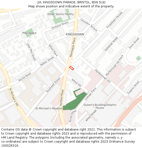 2A, KINGSDOWN PARADE, BRISTOL, BS6 5UD: Location map and indicative extent of plot