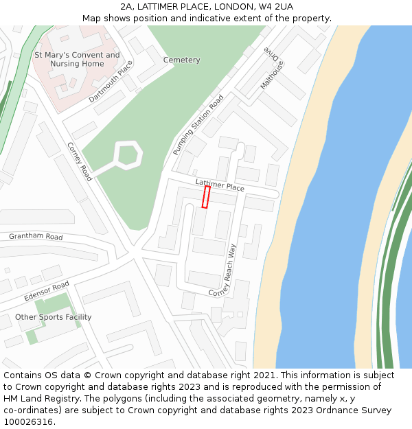 2A, LATTIMER PLACE, LONDON, W4 2UA: Location map and indicative extent of plot
