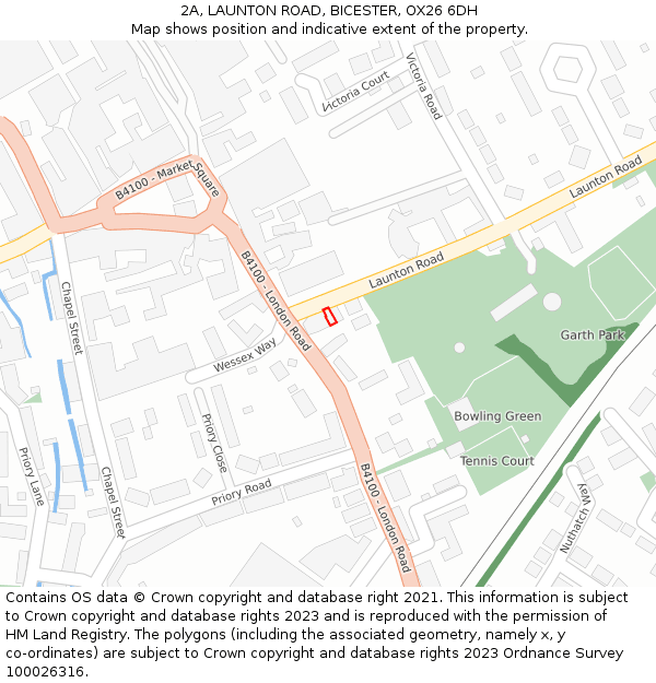 2A, LAUNTON ROAD, BICESTER, OX26 6DH: Location map and indicative extent of plot