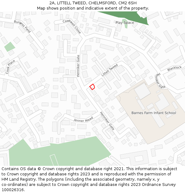 2A, LITTELL TWEED, CHELMSFORD, CM2 6SH: Location map and indicative extent of plot
