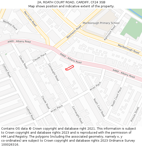 2A, ROATH COURT ROAD, CARDIFF, CF24 3SB: Location map and indicative extent of plot