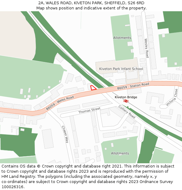 2A, WALES ROAD, KIVETON PARK, SHEFFIELD, S26 6RD: Location map and indicative extent of plot