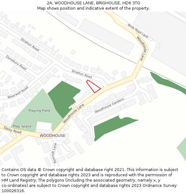 2A, WOODHOUSE LANE, BRIGHOUSE, HD6 3TG: Location map and indicative extent of plot