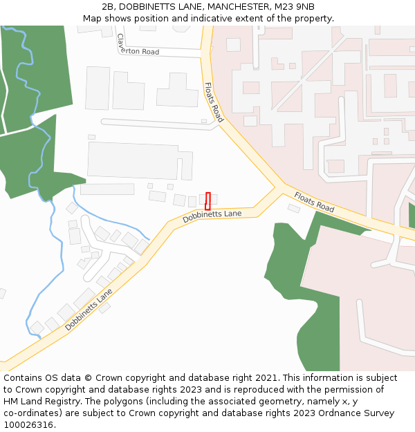 2B, DOBBINETTS LANE, MANCHESTER, M23 9NB: Location map and indicative extent of plot