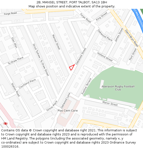 2B, MANSEL STREET, PORT TALBOT, SA13 1BH: Location map and indicative extent of plot