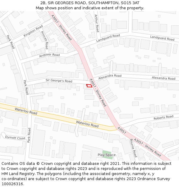2B, SIR GEORGES ROAD, SOUTHAMPTON, SO15 3AT: Location map and indicative extent of plot