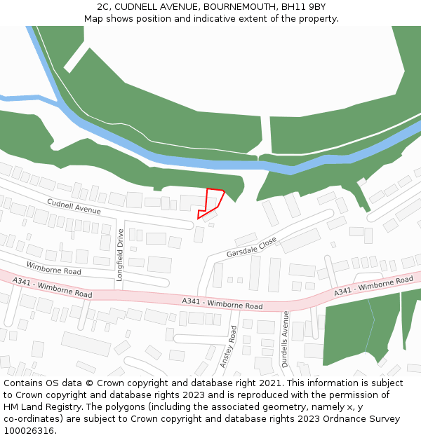 2C, CUDNELL AVENUE, BOURNEMOUTH, BH11 9BY: Location map and indicative extent of plot