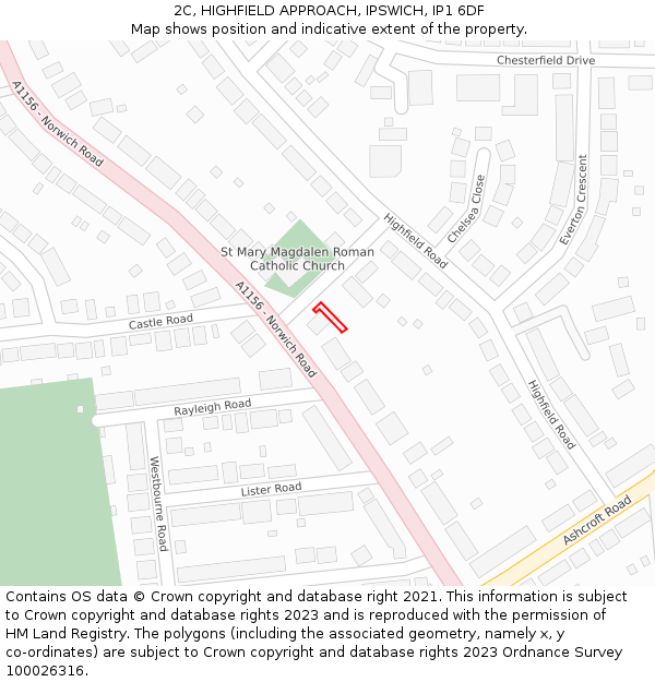 2C, HIGHFIELD APPROACH, IPSWICH, IP1 6DF: Location map and indicative extent of plot