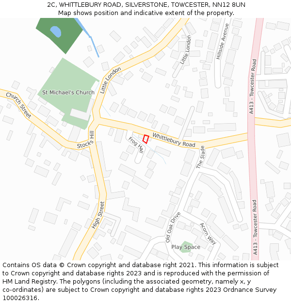2C, WHITTLEBURY ROAD, SILVERSTONE, TOWCESTER, NN12 8UN: Location map and indicative extent of plot