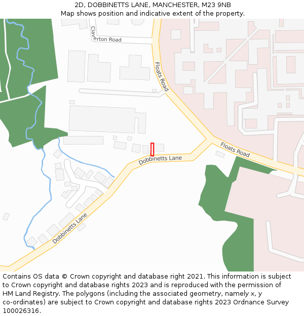 2D, DOBBINETTS LANE, MANCHESTER, M23 9NB: Location map and indicative extent of plot