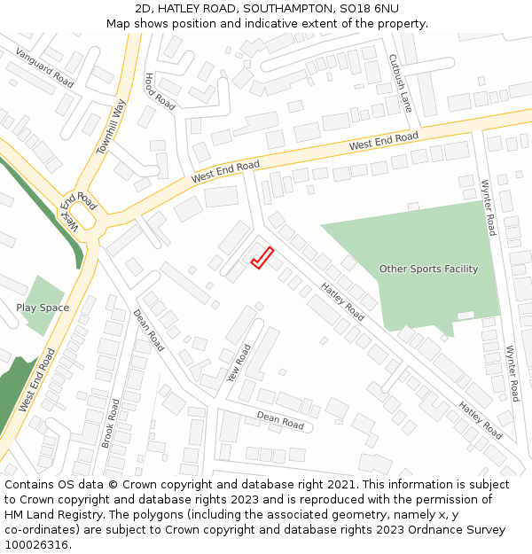 2D, HATLEY ROAD, SOUTHAMPTON, SO18 6NU: Location map and indicative extent of plot