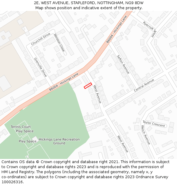 2E, WEST AVENUE, STAPLEFORD, NOTTINGHAM, NG9 8DW: Location map and indicative extent of plot