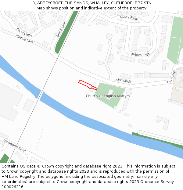 3, ABBEYCROFT, THE SANDS, WHALLEY, CLITHEROE, BB7 9TN: Location map and indicative extent of plot
