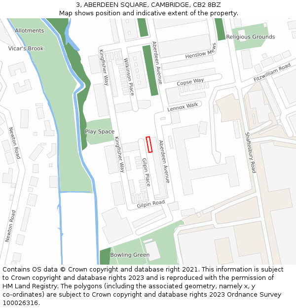 3, ABERDEEN SQUARE, CAMBRIDGE, CB2 8BZ: Location map and indicative extent of plot