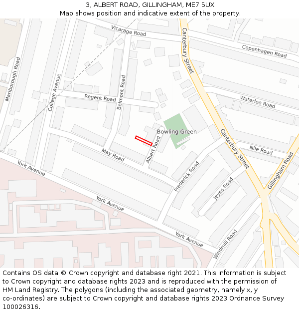3, ALBERT ROAD, GILLINGHAM, ME7 5UX: Location map and indicative extent of plot