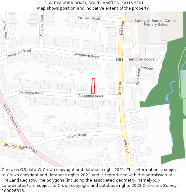 3, ALEXANDRA ROAD, SOUTHAMPTON, SO15 5DH: Location map and indicative extent of plot