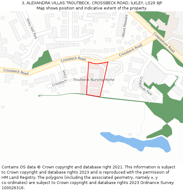 3, ALEXANDRA VILLAS TROUTBECK, CROSSBECK ROAD, ILKLEY, LS29 9JP: Location map and indicative extent of plot