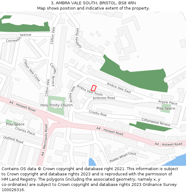 3, AMBRA VALE SOUTH, BRISTOL, BS8 4RN: Location map and indicative extent of plot