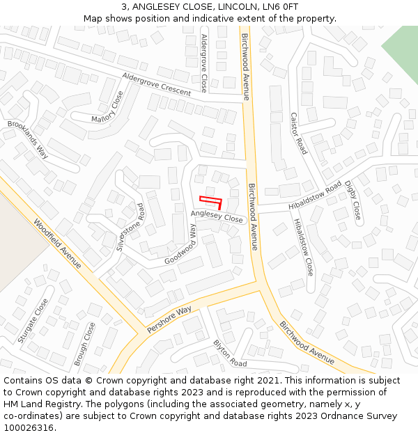 3, ANGLESEY CLOSE, LINCOLN, LN6 0FT: Location map and indicative extent of plot