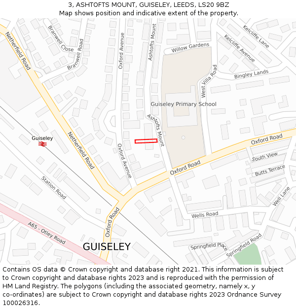 3, ASHTOFTS MOUNT, GUISELEY, LEEDS, LS20 9BZ: Location map and indicative extent of plot