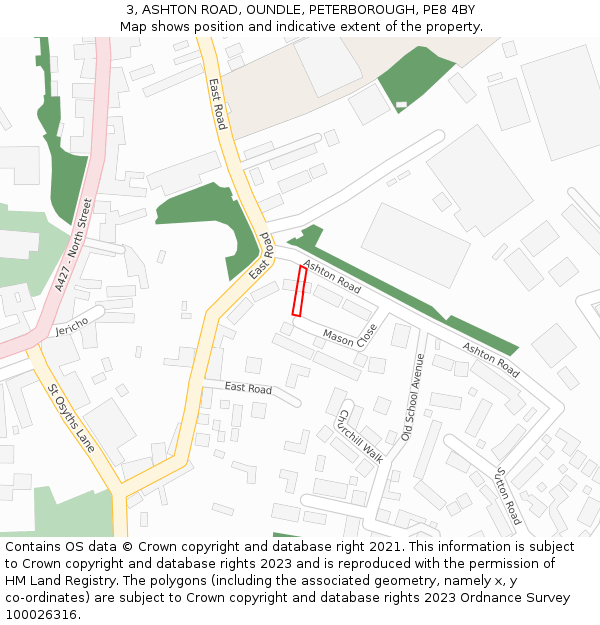 3, ASHTON ROAD, OUNDLE, PETERBOROUGH, PE8 4BY: Location map and indicative extent of plot