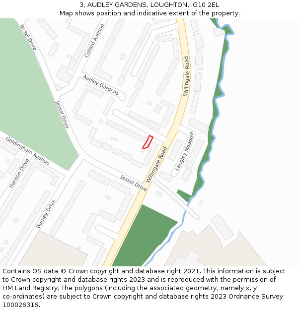 3, AUDLEY GARDENS, LOUGHTON, IG10 2EL: Location map and indicative extent of plot