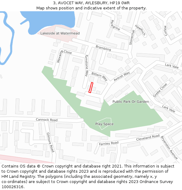 3, AVOCET WAY, AYLESBURY, HP19 0WR: Location map and indicative extent of plot